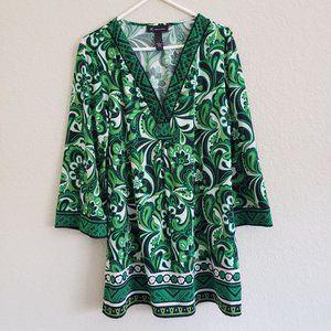 INC Green Patterned Top XL